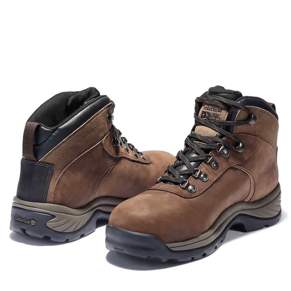 Timberland Μποτακια Εργασίας Ανδρικα Καφε/Μαυρα - Pro® Flume Waterproof Steel-Toe - Greece 1906853-L